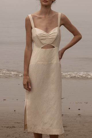 Como Dress - Ivory Silk & Hemp