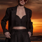 Wallace Blazer - Black Linen - Heidi Merrick