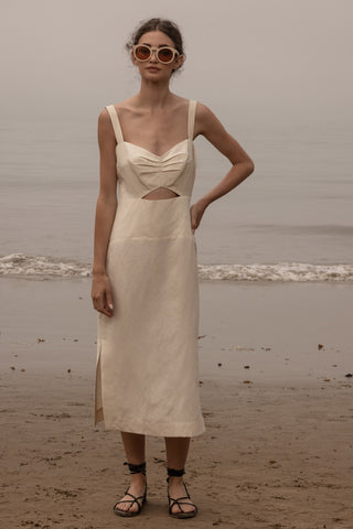 Como Dress - Ivory Silk & Hemp