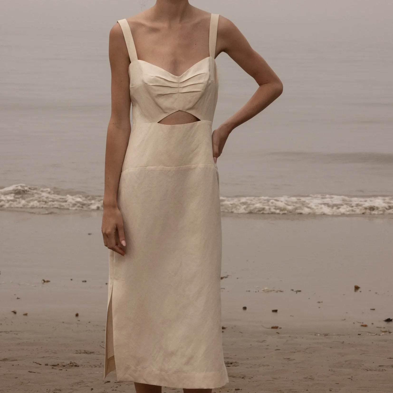 Como Dress - Ivory Silk & Hemp - Heidi Merrick