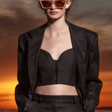 Wallace Blazer - Black Linen - Heidi Merrick