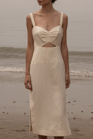 Como Dress - Ivory Silk & Hemp