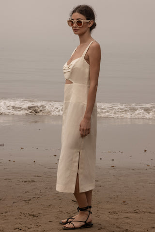 Como Dress - Ivory Silk & Hemp