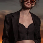 Wallace Blazer - Black Linen - Heidi Merrick