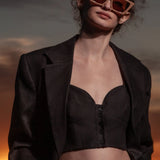 Wallace Blazer - Black Linen - Heidi Merrick