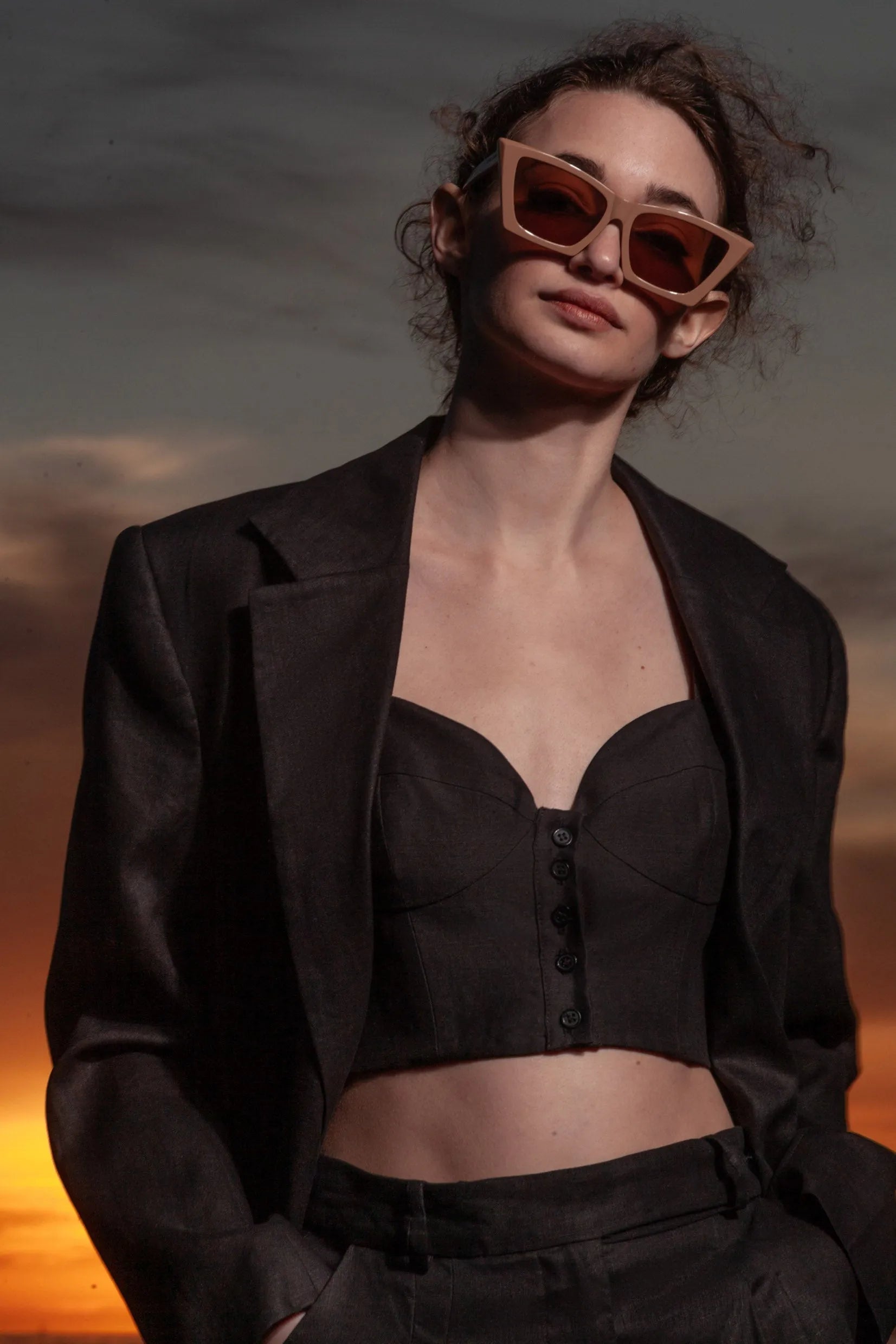 Wallace Blazer - Black Linen - Heidi Merrick