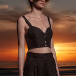 Charlie Top - Black Linen - Heidi Merrick