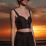 Charlie Top - Black Linen - Heidi Merrick