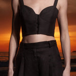 Charlie Top - Black Linen - Heidi Merrick