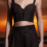 Charlie Top - Black Linen - Heidi Merrick