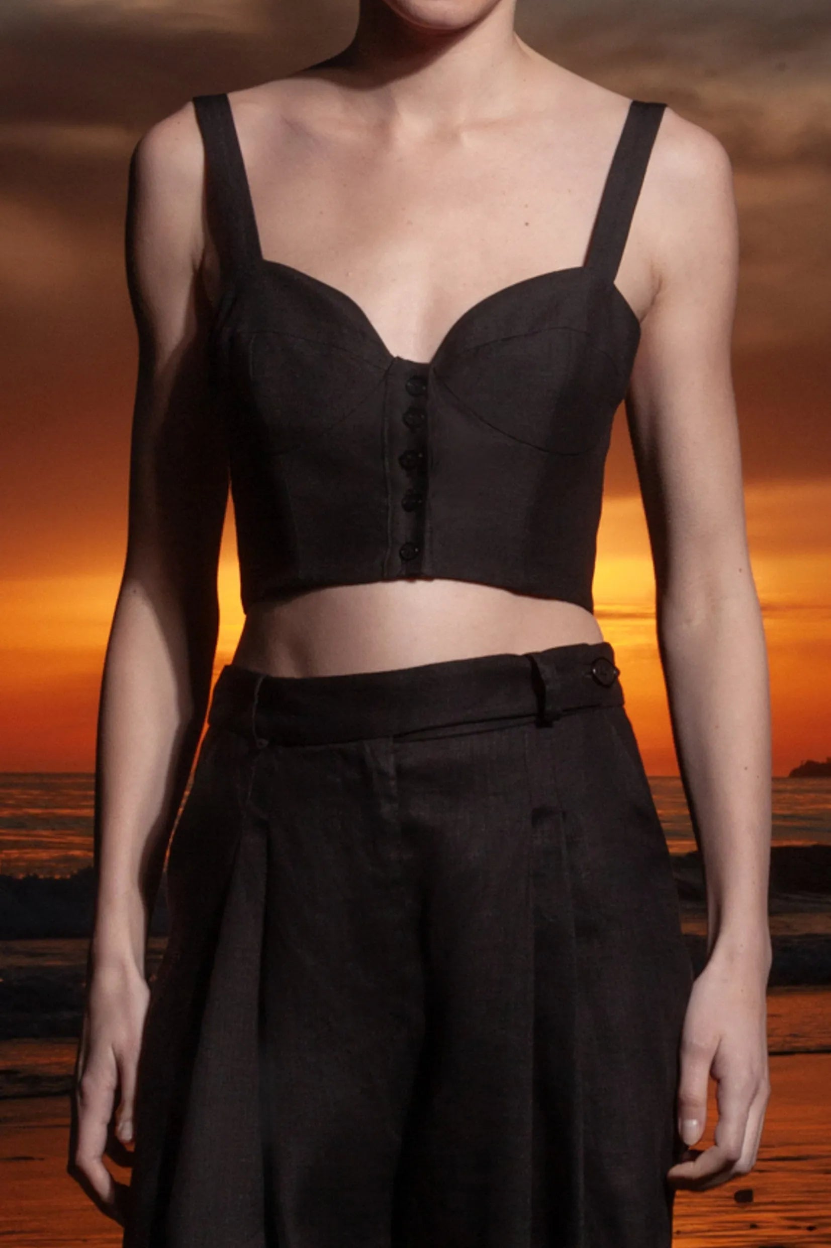 Charlie Top - Black Linen - Heidi Merrick