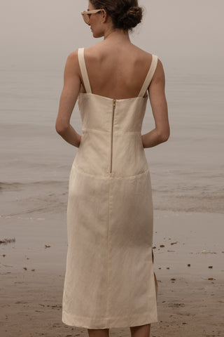 Como Dress - Ivory Silk & Hemp