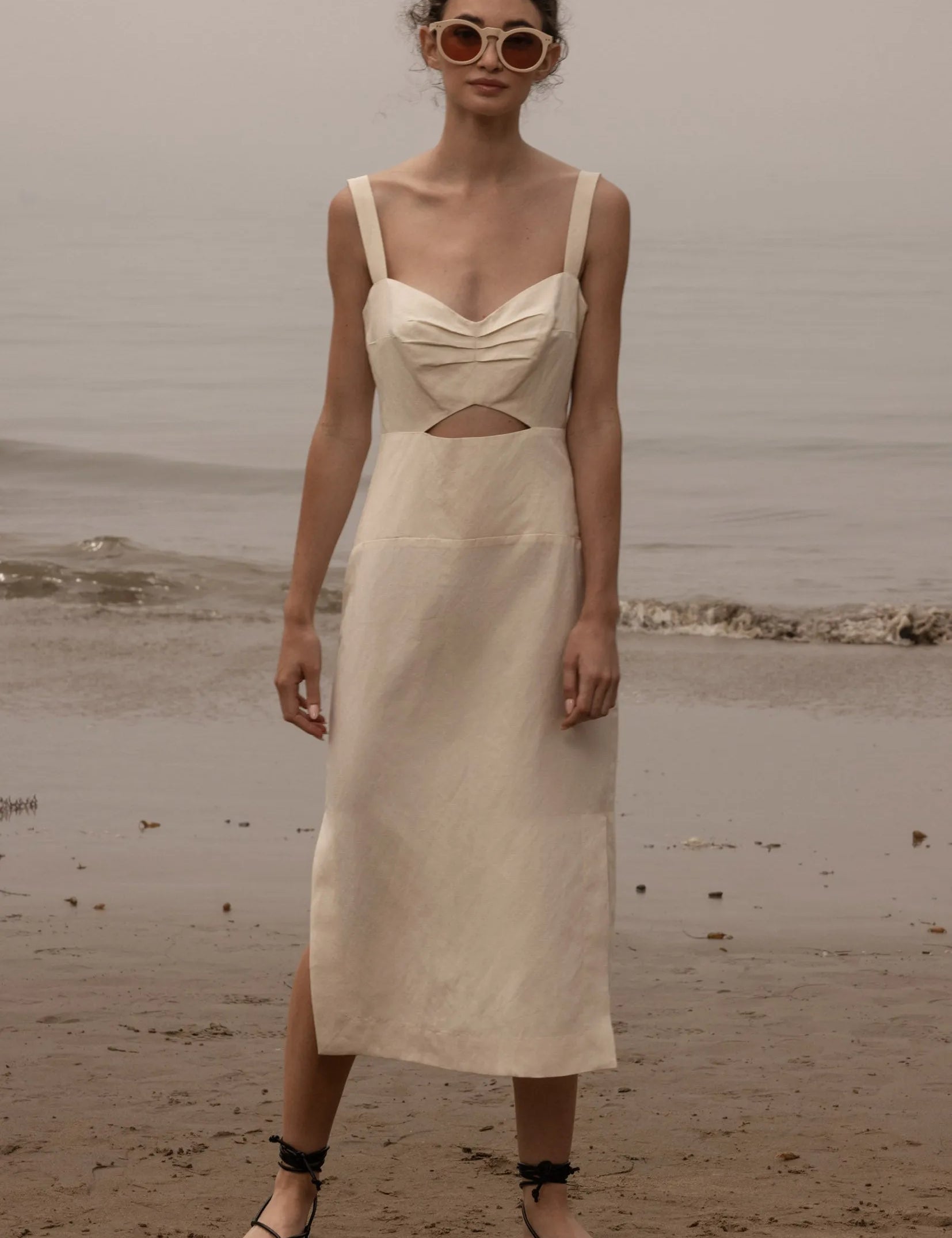Como Dress - Ivory Silk & Hemp - Heidi Merrick