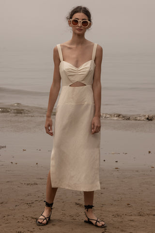 Como Dress - Ivory Silk & Hemp