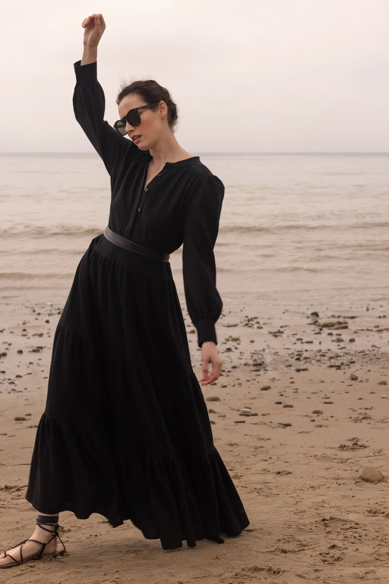 Ibiza Dress - Black Gauze, M