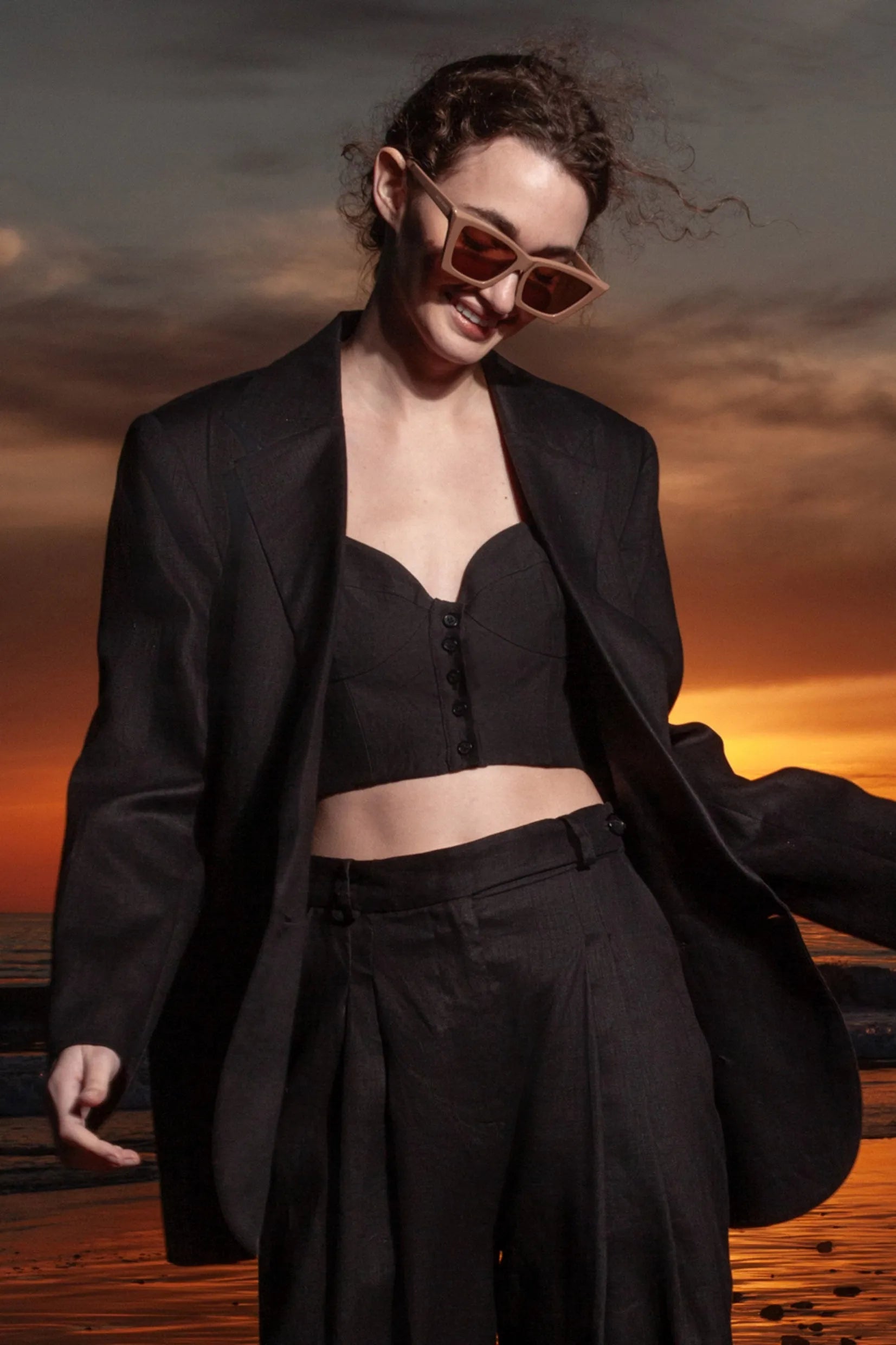 Charlie Top - Black Linen - Heidi Merrick