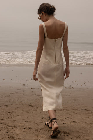 Como Dress - Ivory Silk & Hemp