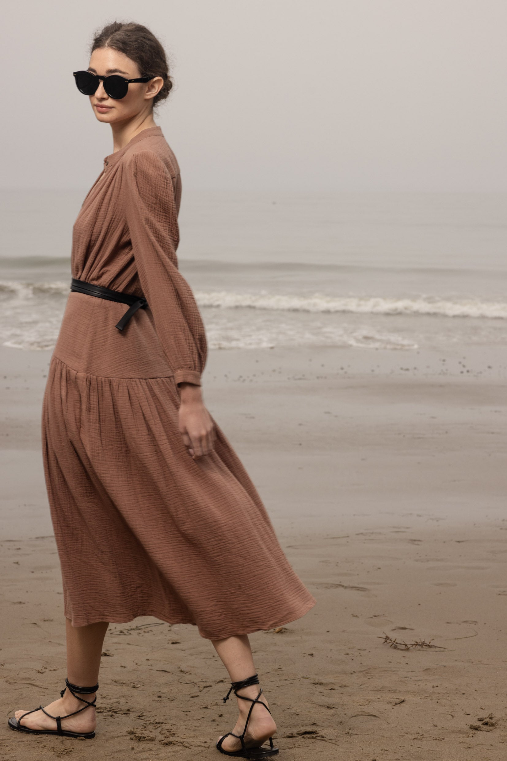 Barcelona Dress - Sable Gauze - Heidi Merrick