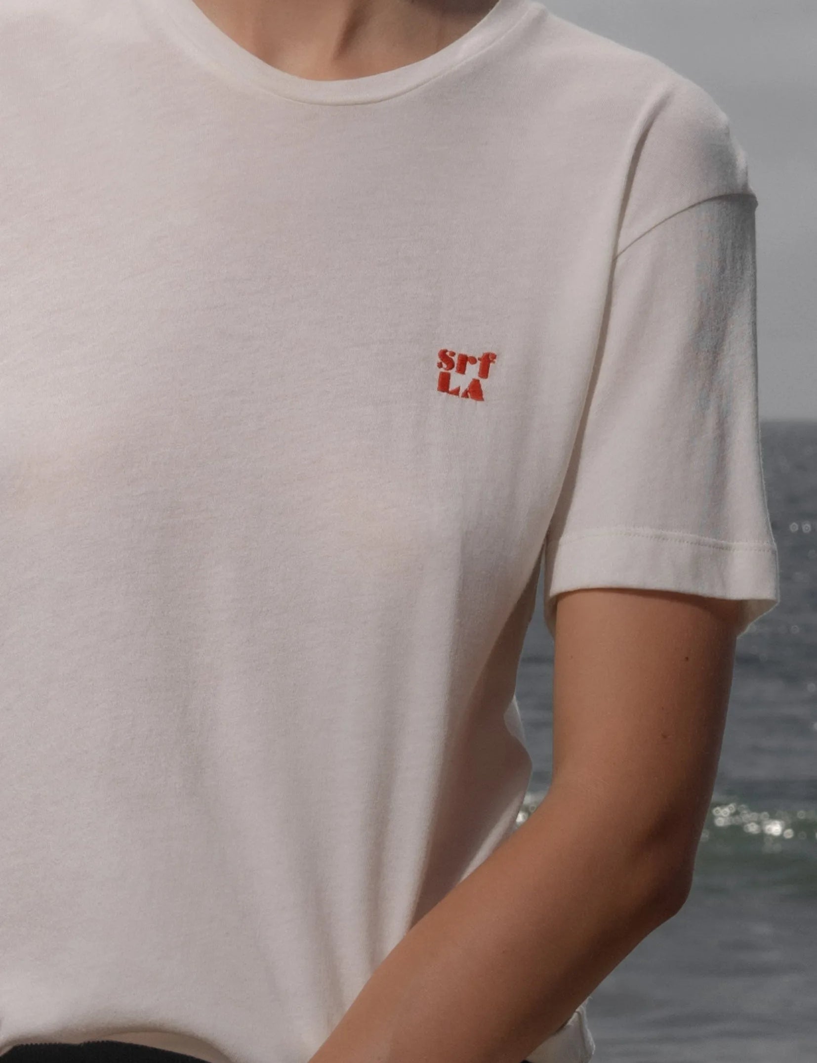 70's SRF LA Slim Tee - Red Embroidered - Heidi Merrick
