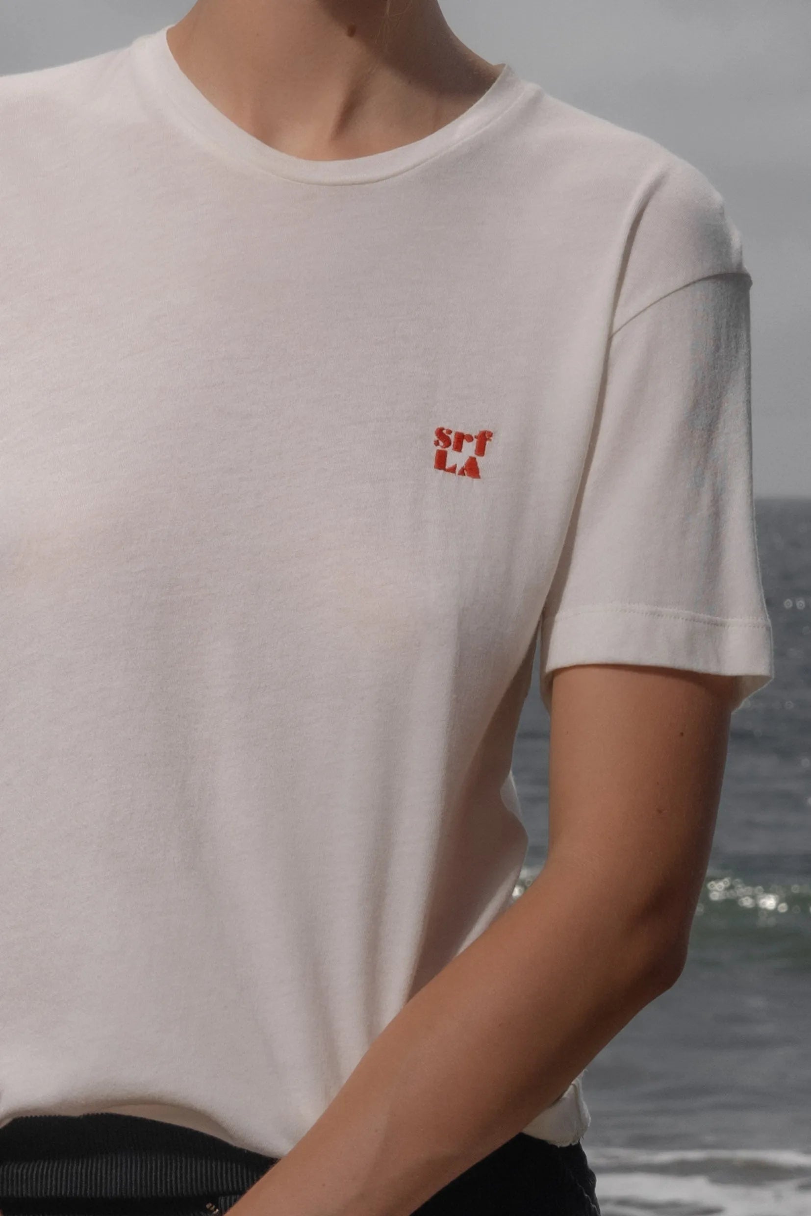 70's SRF LA Slim Tee - Red Embroidered - Heidi Merrick