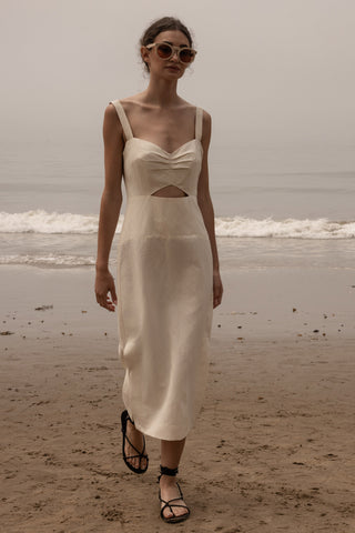 Como Dress - Ivory Silk & Hemp