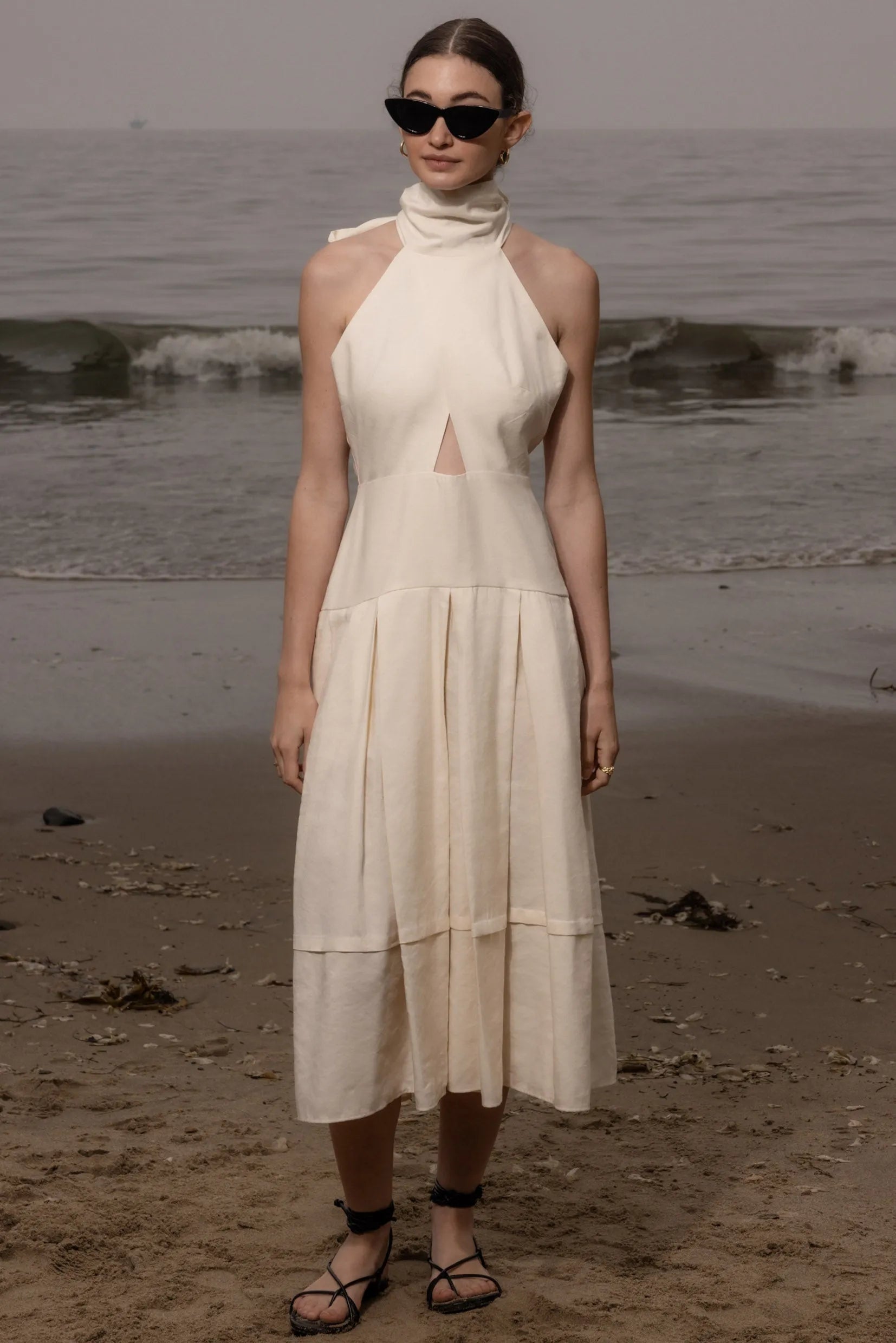Ginger Dress - Ivory Linen - Heidi Merrick