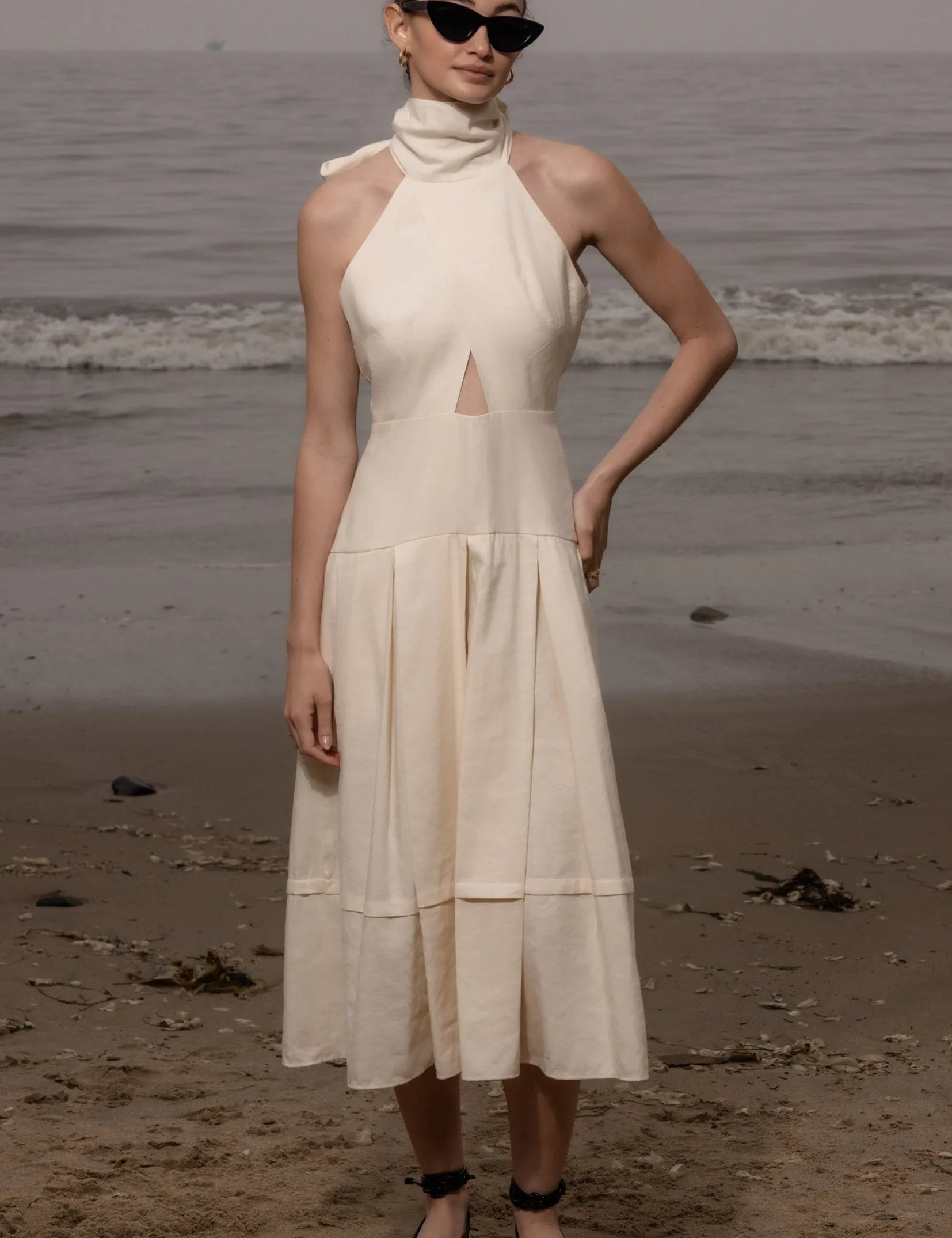 Ginger Dress - Ivory Linen - Heidi Merrick