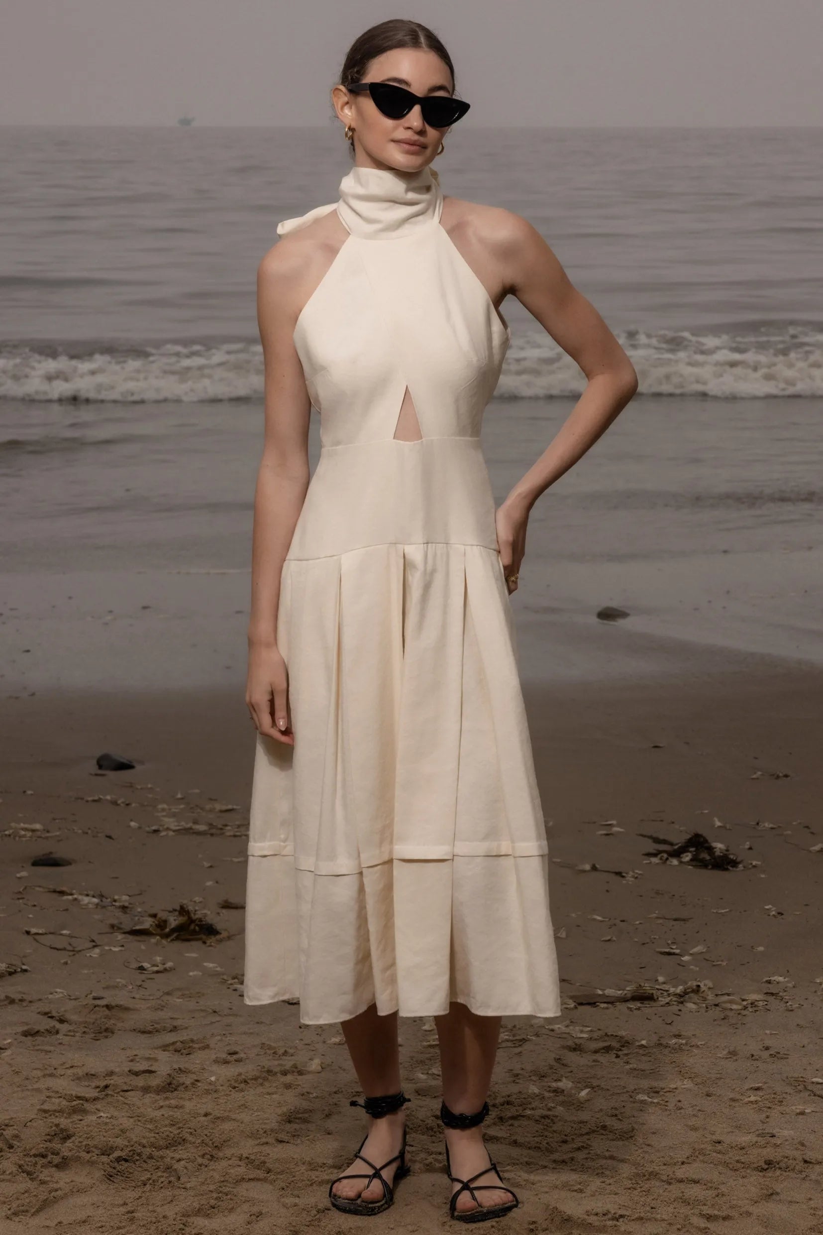 Ginger Dress - Ivory Linen - Heidi Merrick