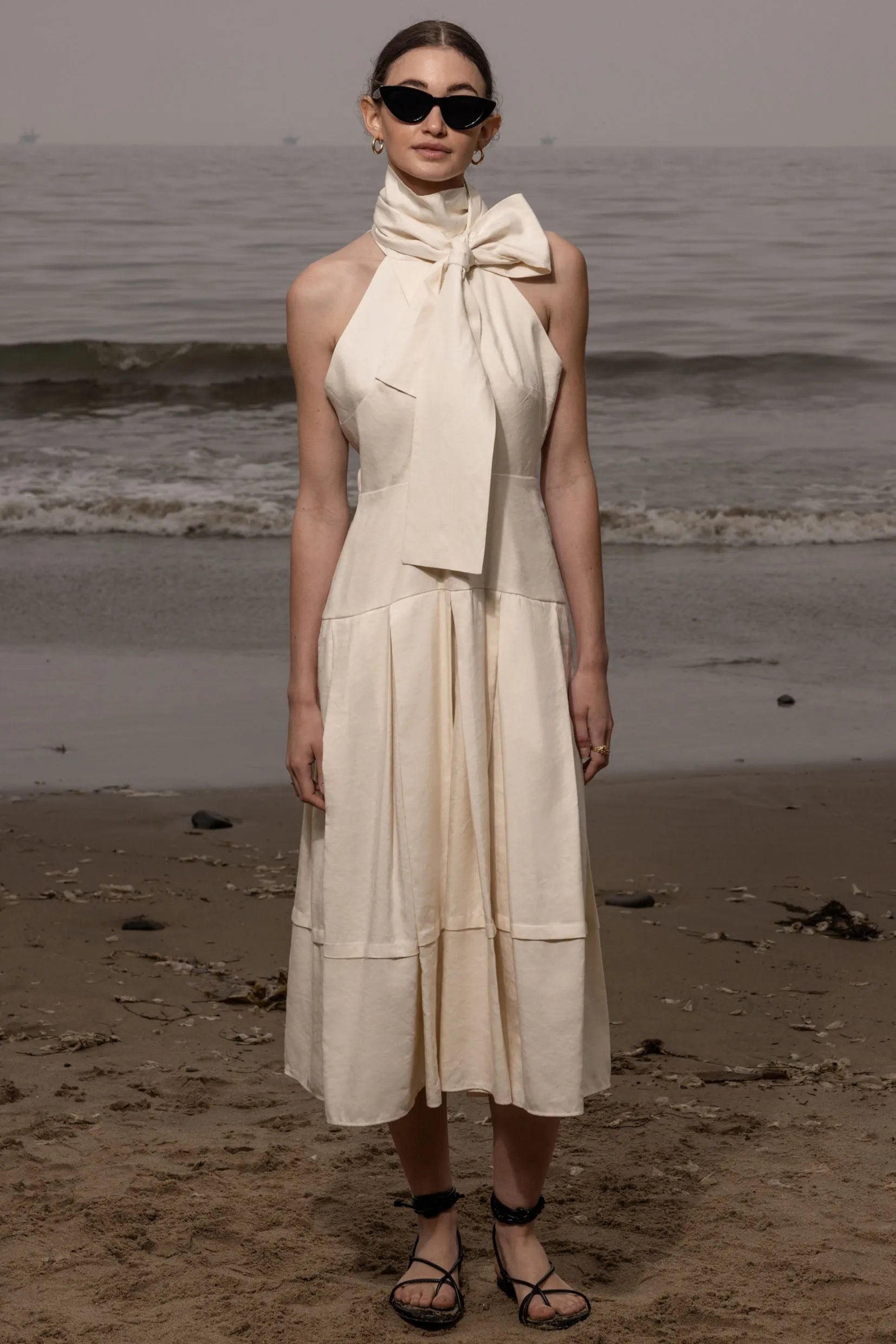 Ginger Dress - Ivory Linen - Heidi Merrick