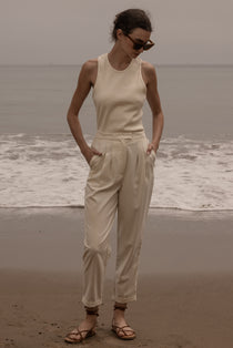 Kaolin Trouser - Ivory Silk Noil - Heidi Merrick