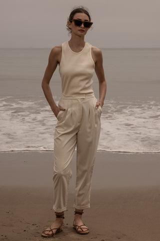 Kaolin Trouser - Ivory Silk Noil