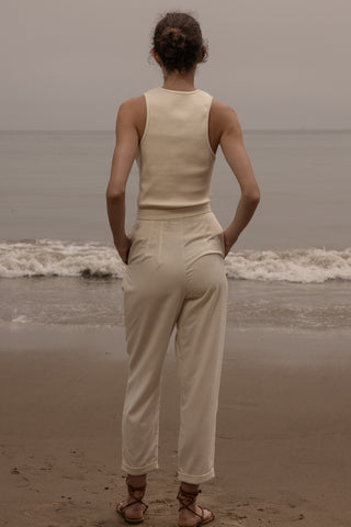 Kaolin Trouser - Ivory Silk Noil