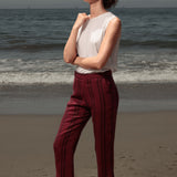 Serge Pant - Burgundy Moroccan Stripe - Heidi Merrick
