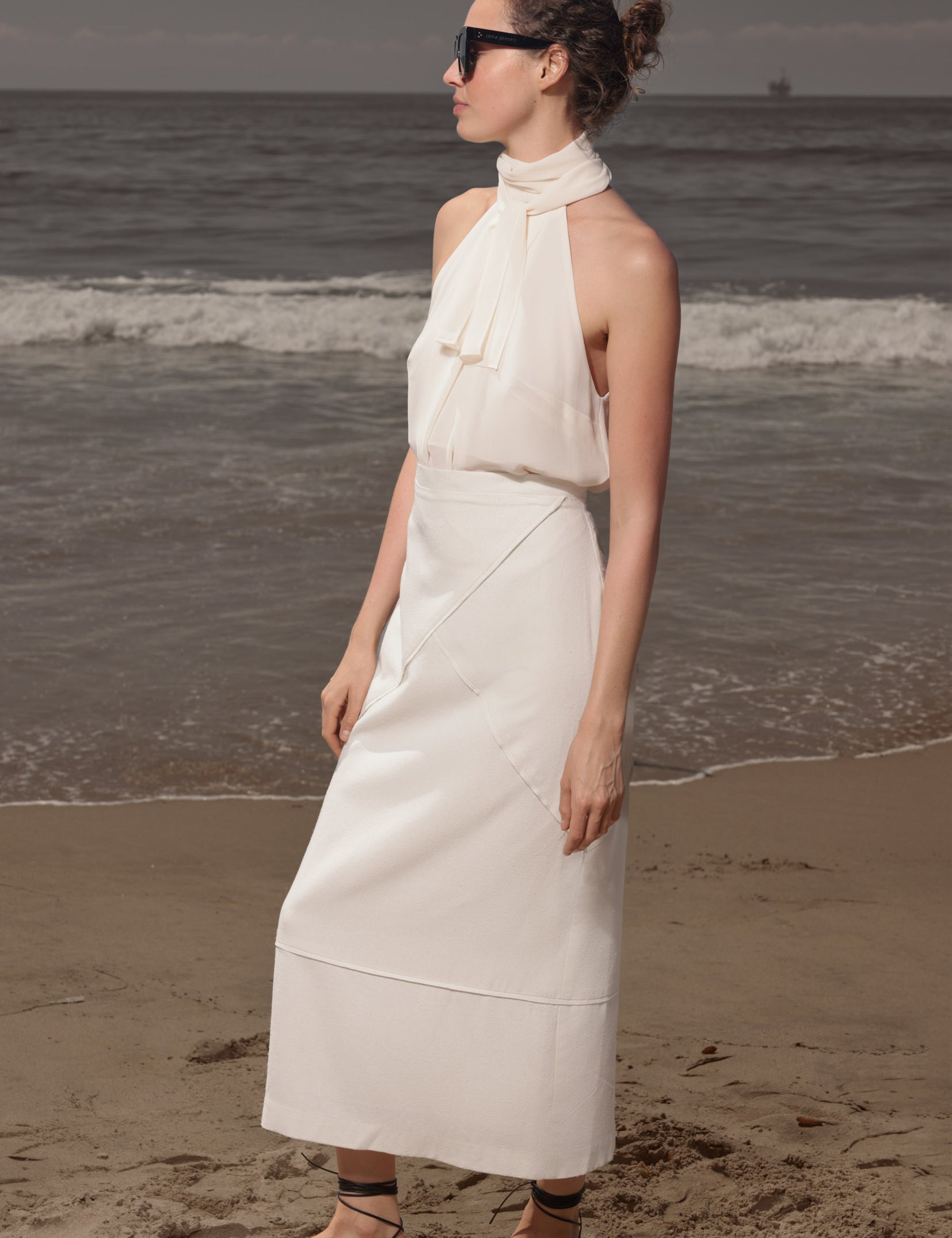 Geometry Skirt - Ivory Silk Noil - Heidi Merrick