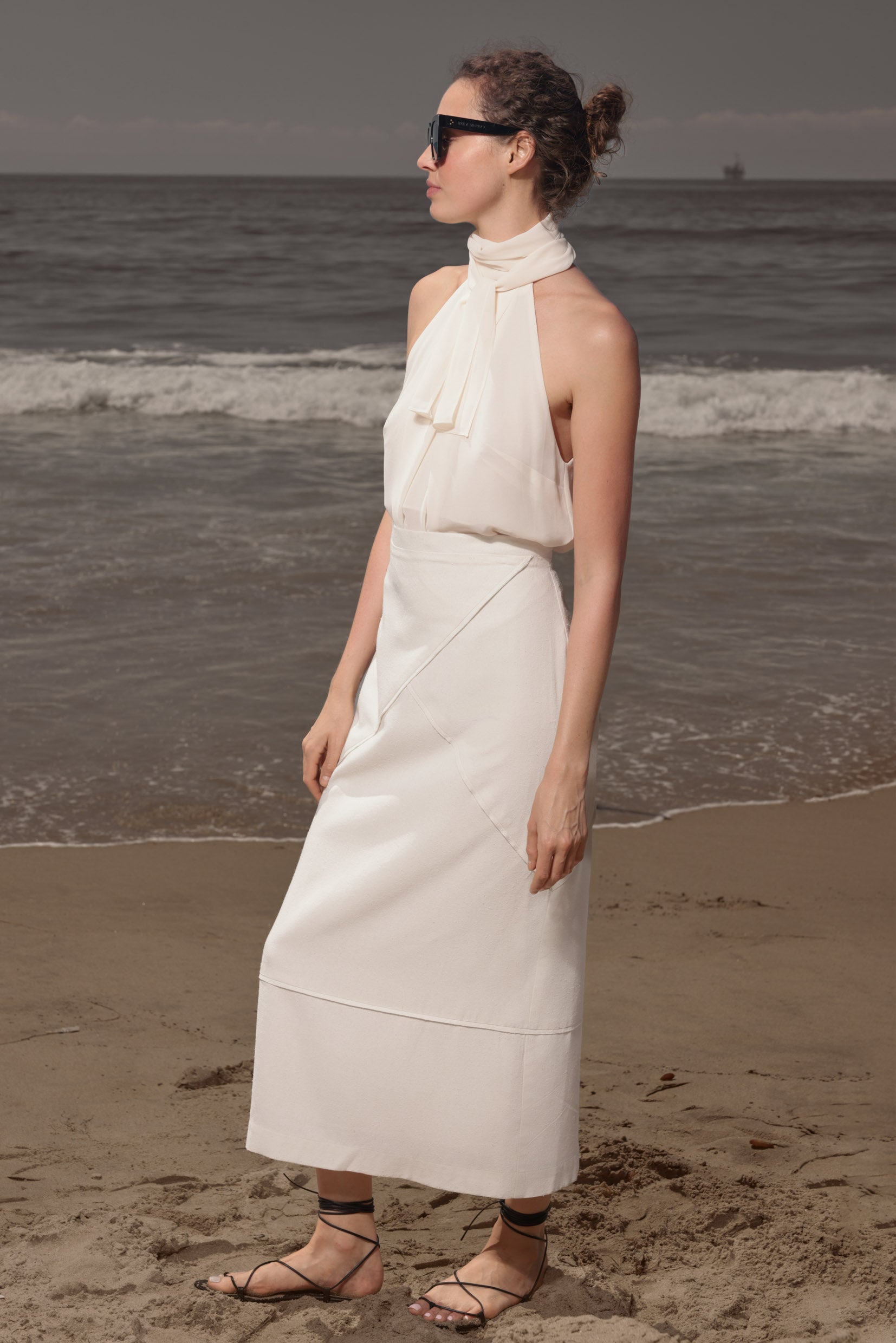 Geometry Skirt - Ivory Silk Noil - Heidi Merrick