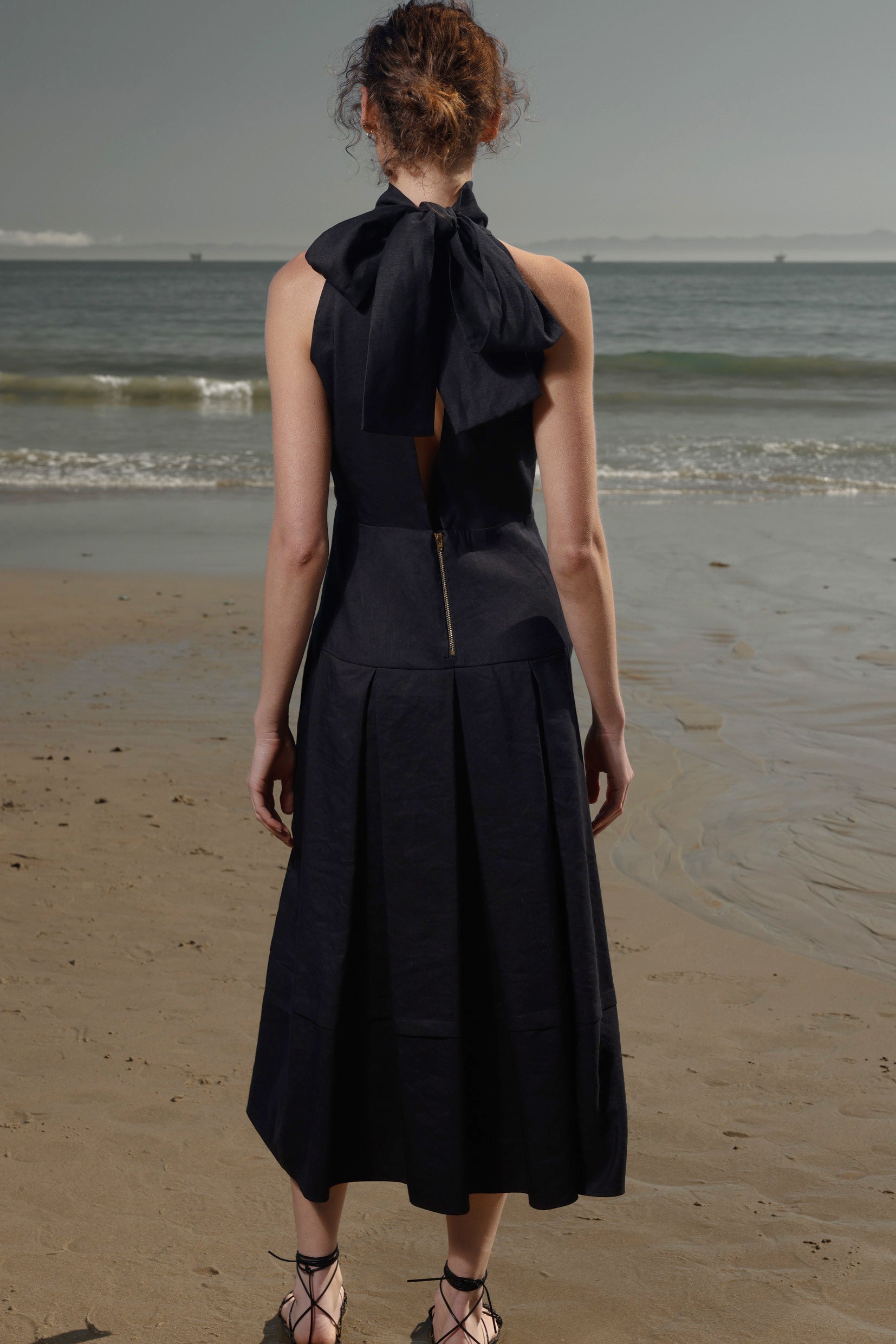 Ginger Dress - Noir Silk & Hemp - Heidi Merrick