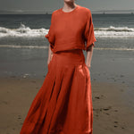 Mojave Top - Vermilion Tissue Linen - Heidi Merrick
