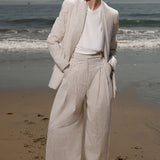 Zelda Blazer - Cream Ticking Stripe - Heidi Merrick