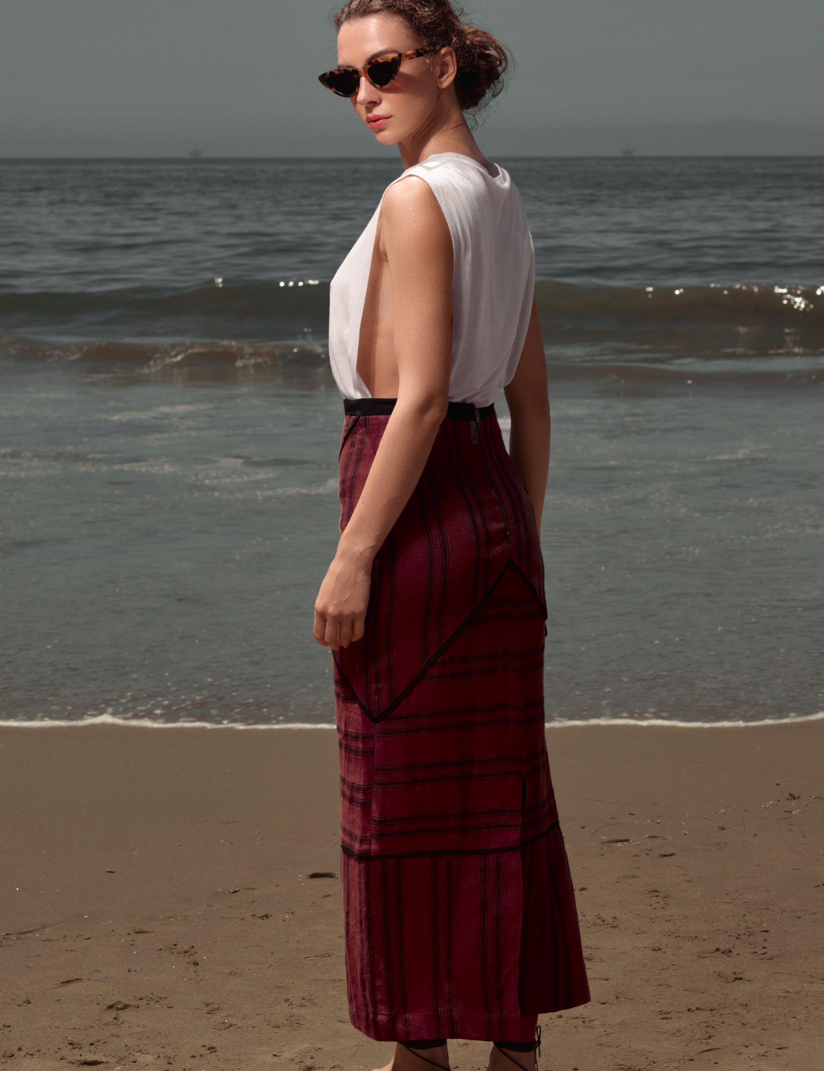 Geometry Skirt - Burgundy Moroccan Stripe