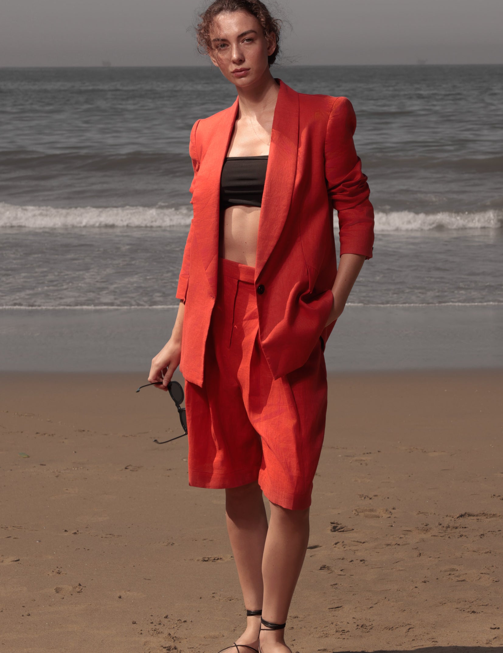 Rodeo Shorts - Vermillion Linen - Heidi Merrick