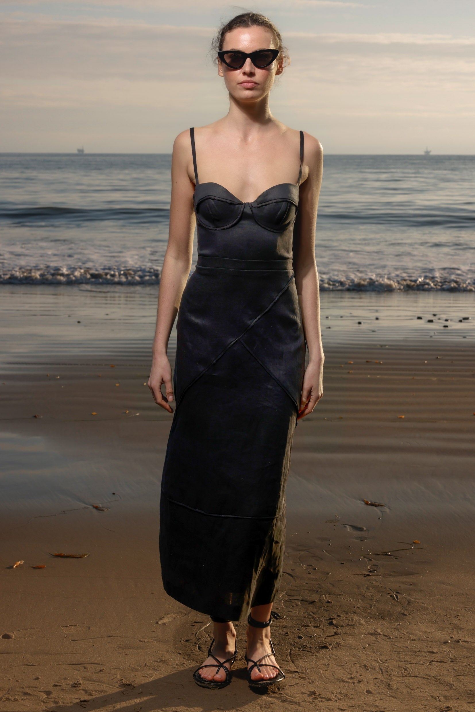 Gia Dress - Black Linen - Heidi Merrick