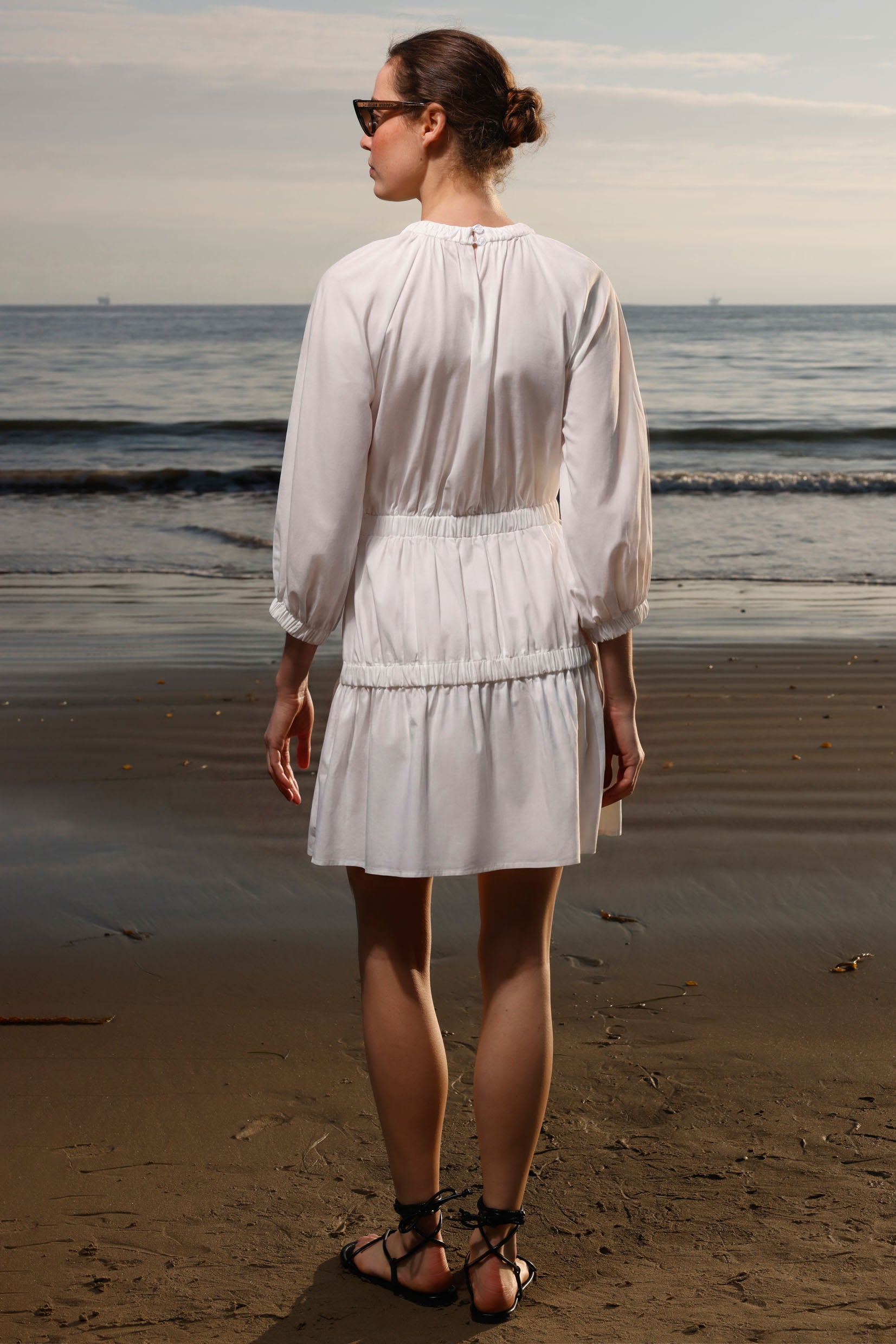 Brooke Dress - White Shirting - Heidi Merrick
