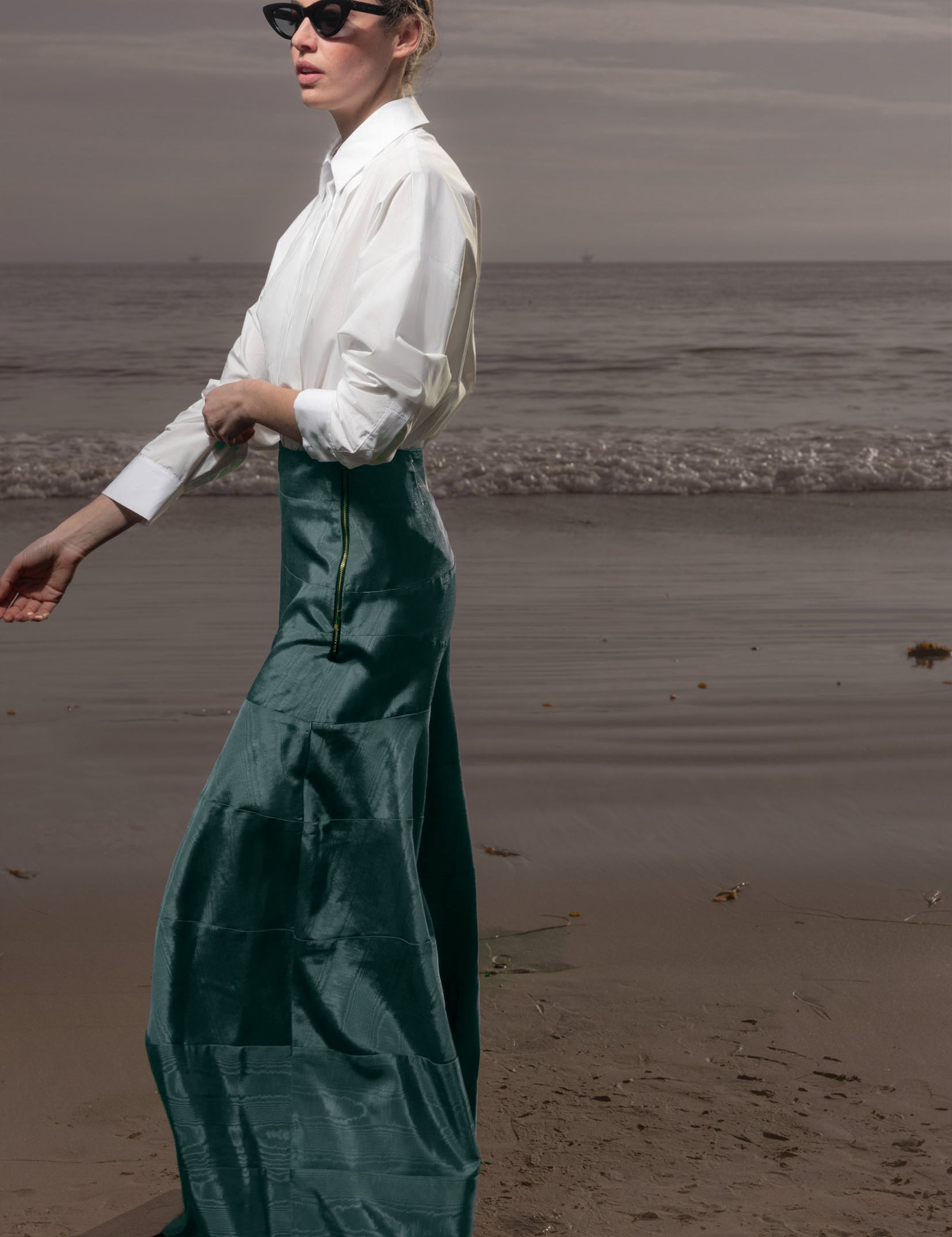 Gale Skirt - Stormy Blue Moire - Heidi Merrick