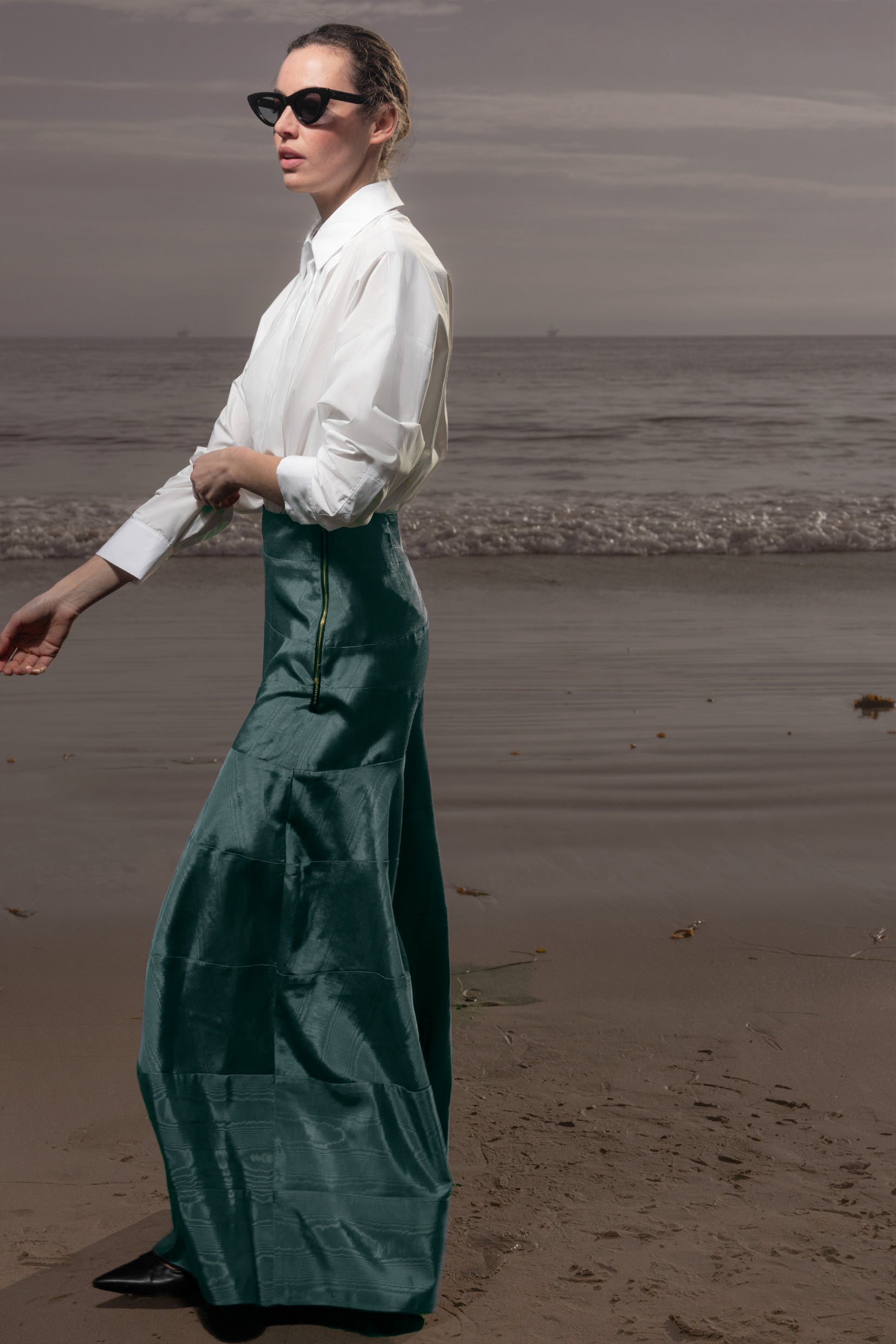 Gale Skirt - Stormy Blue Moire - Heidi Merrick