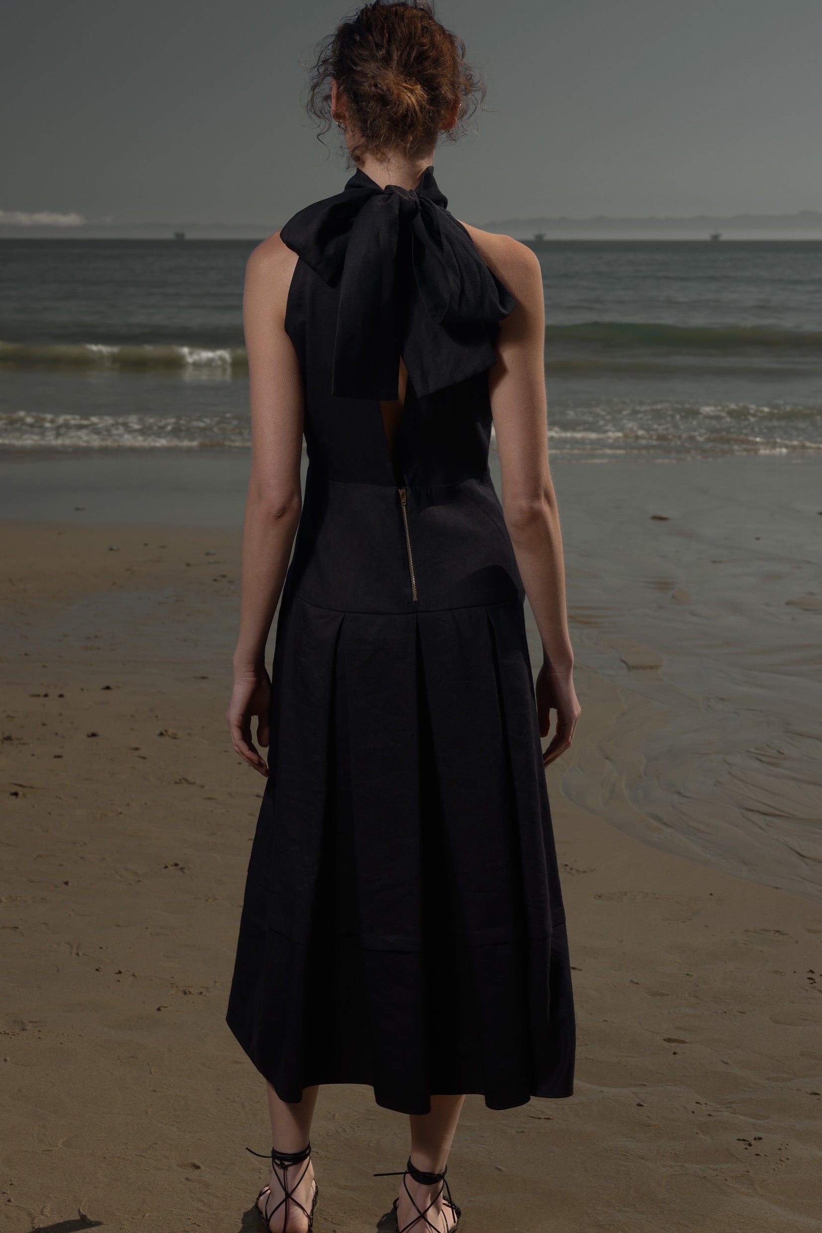 Ginger Dress - Noir Silk & Hemp - Heidi Merrick
