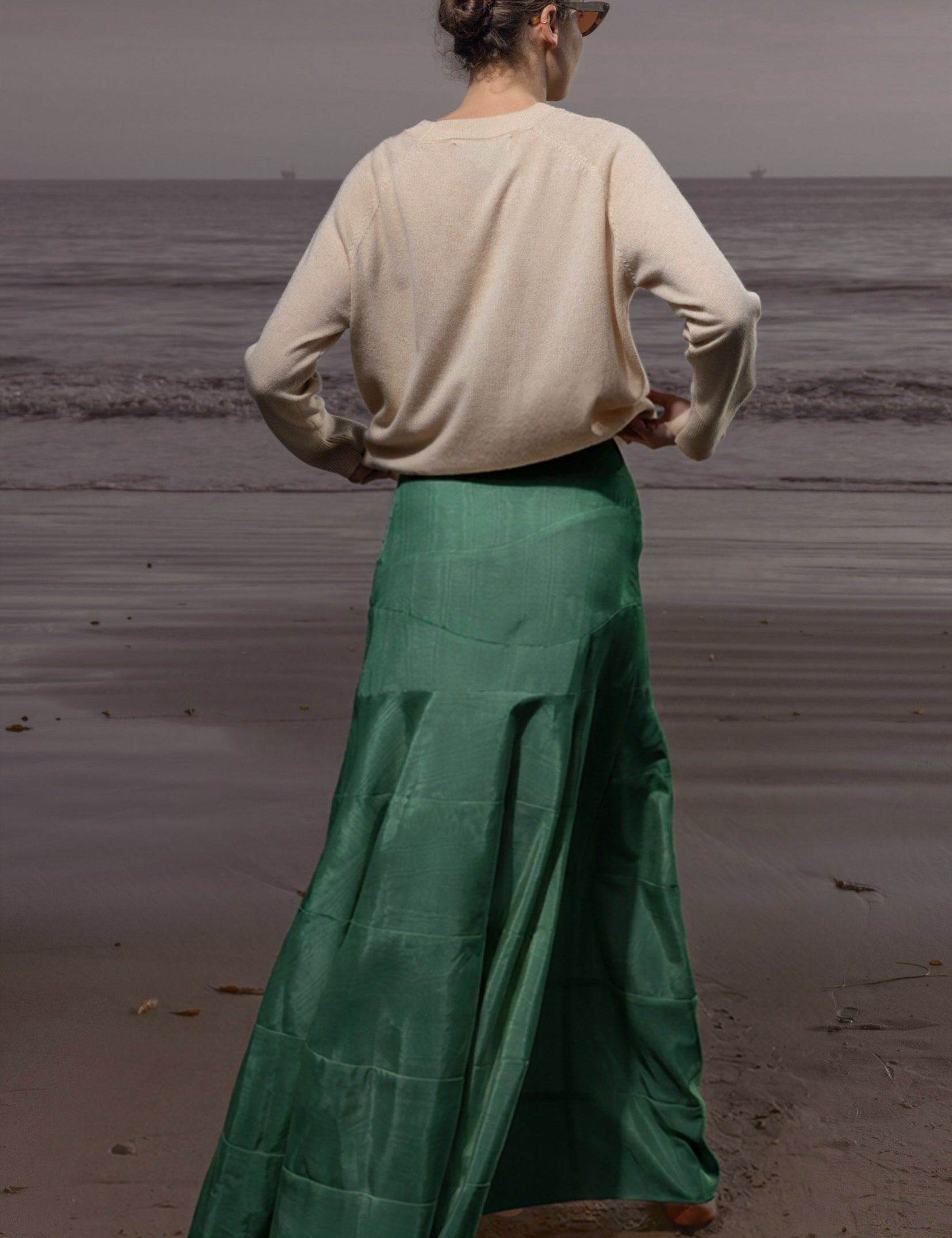 Gale Skirt - Green Moire - Heidi Merrick