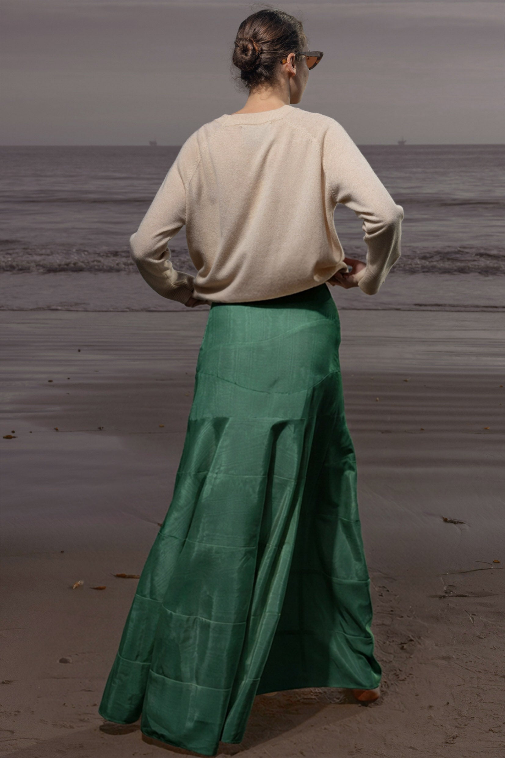 Gale Skirt - Green Moire - Heidi Merrick