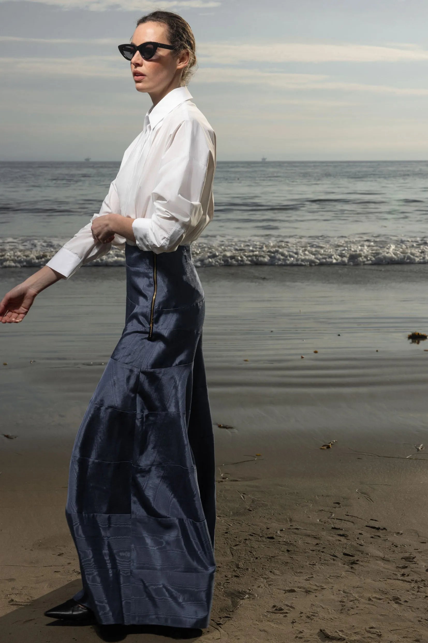 Gale Skirt - Blue Moire - Heidi Merrick