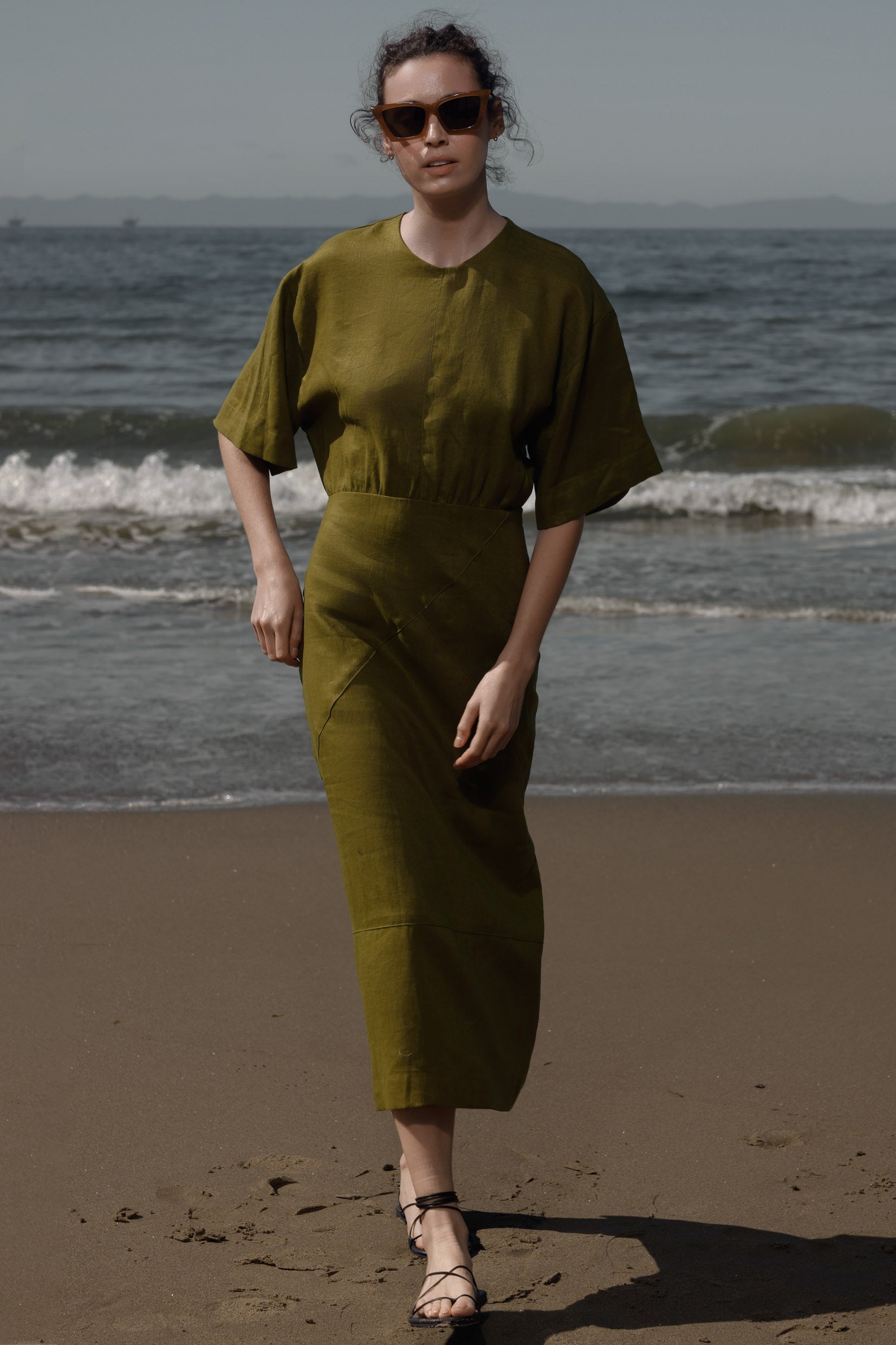Fauna Dress - Black Linen - Heidi Merrick