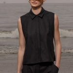 Rosie Top - Noir Silk Noil - Heidi Merrick